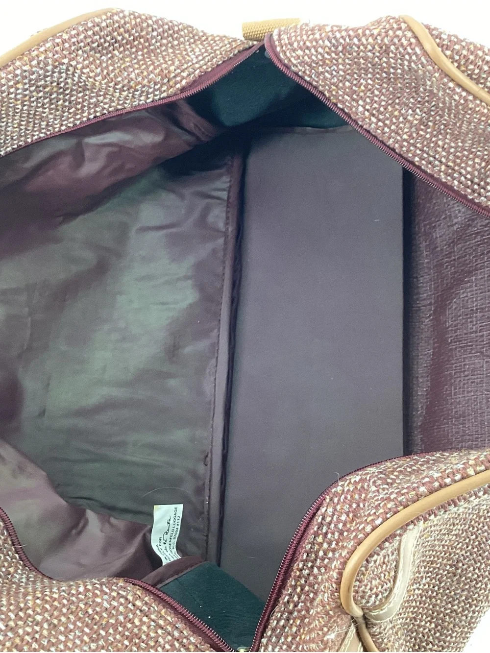 Oscar de la Renta Brown Tweed 3pc Travel Tote and Matching Crossbody Bags